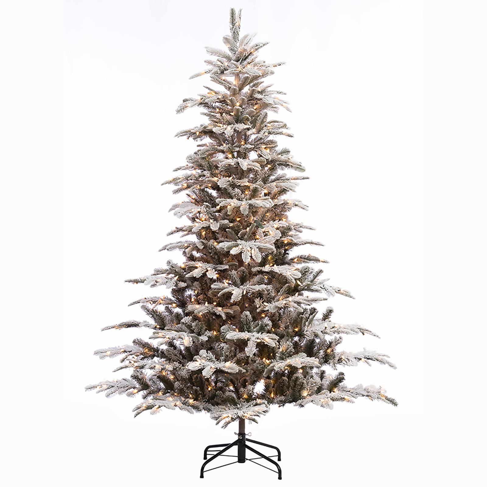 Puleo International Clear Prelit Incandescent Green Flocked Pine Christmas Tree, 6.5'