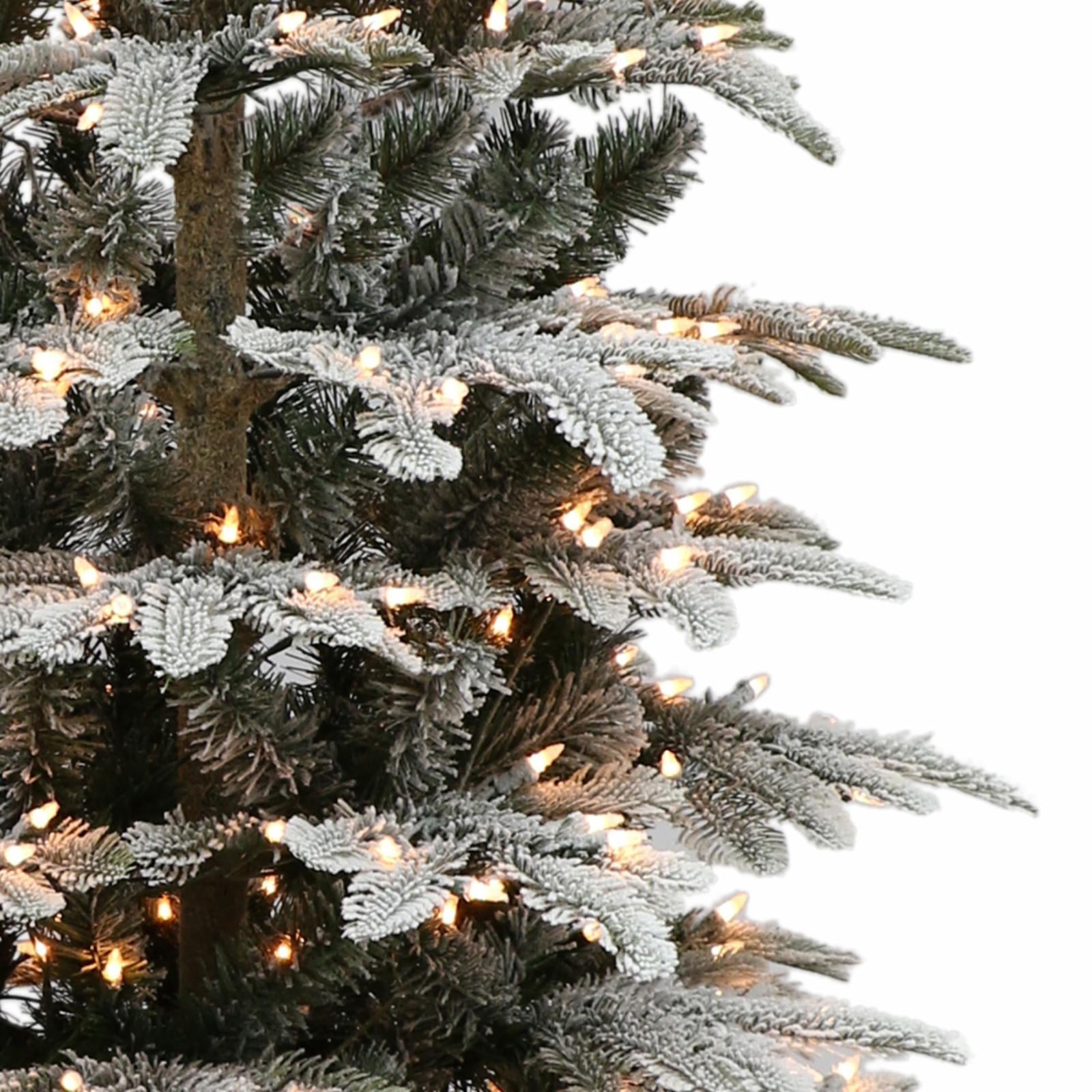 Puleo International Clear Prelit Incandescent Green Flocked Pine Christmas Tree, 6.5'
