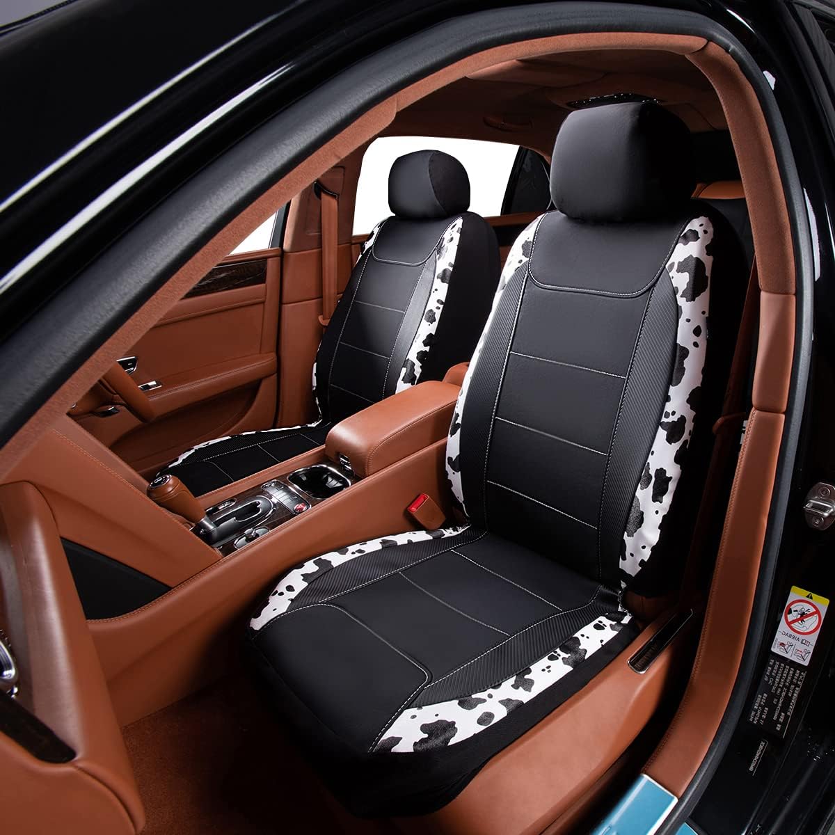 Flying Banner car seat Covers Protects Water Proof Faux Leather Carbon Fiber Fronts Cow Black