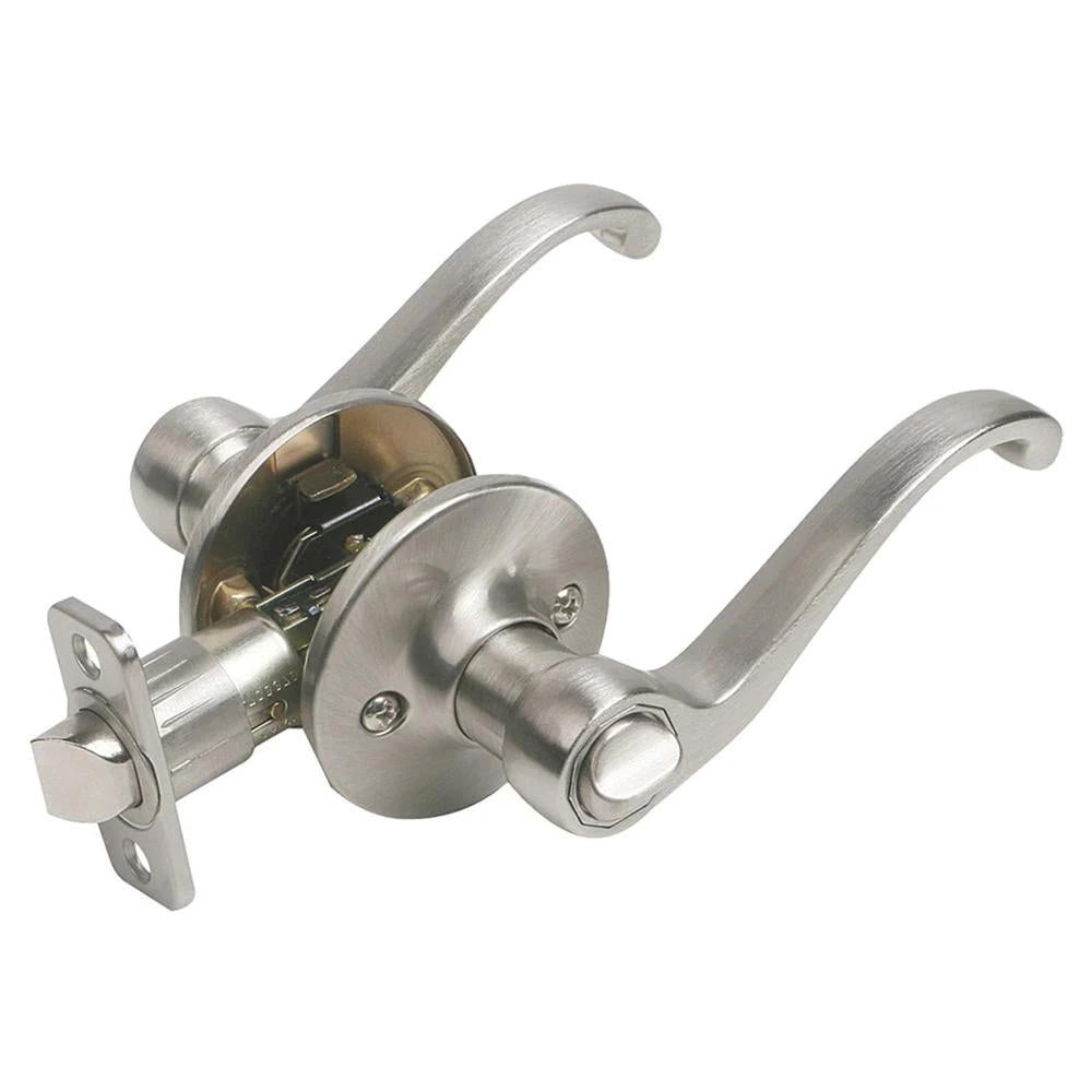 Scroll Satin Nickel Privacy Bed/Bath Door Lever (8-Pack)