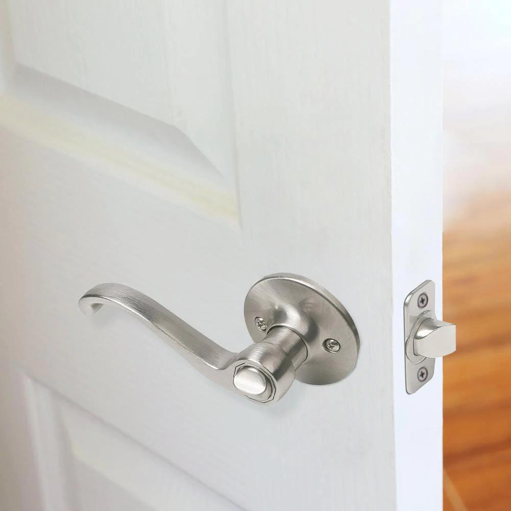 Scroll Satin Nickel Privacy Bed/Bath Door Lever (8-Pack)