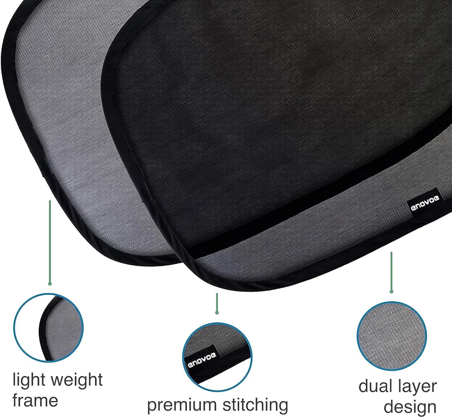 Enovoe Car Window Shades for Baby (21"x14") - 4 Pack - Sun Shade Blocker, Cling Window Cover - Glare Shield and UV Rays Protection for Your Child - Side Window Screens for SUV- Mesh Car Window Shade
