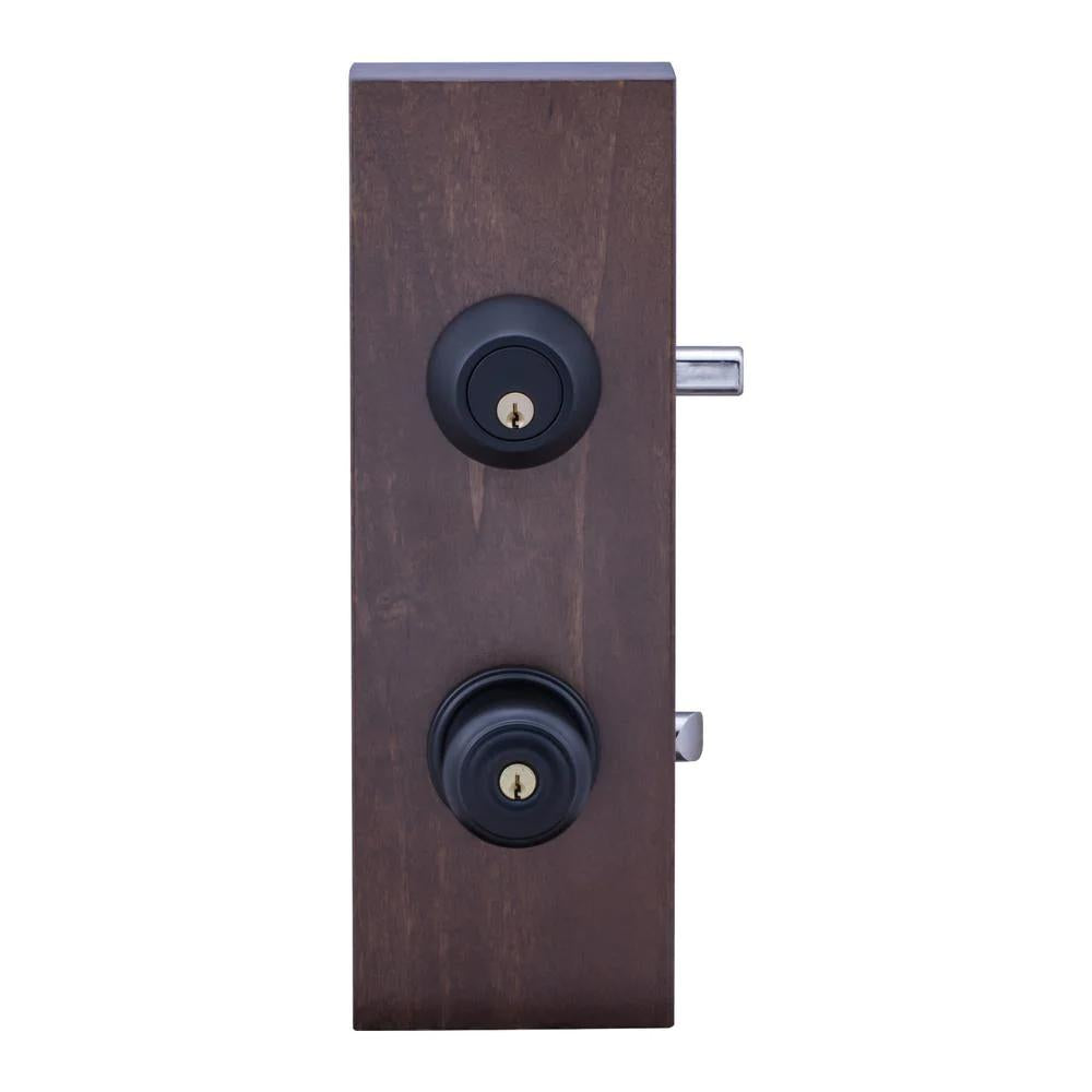 Colonial Black Entry Door Knob with Deadbolt