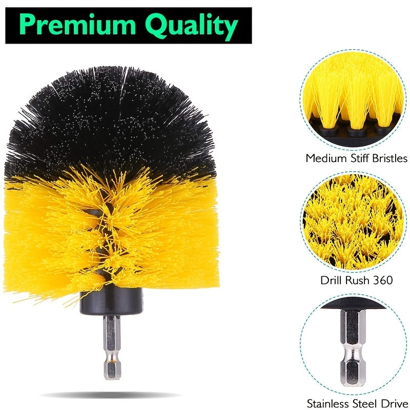 Drill Brush, Power Scrubber Cleaning Brush Extended Long Attachment Set All Purpose Drill Scrub Brushes Car Polishing Pad Kit (Not Included Drill)