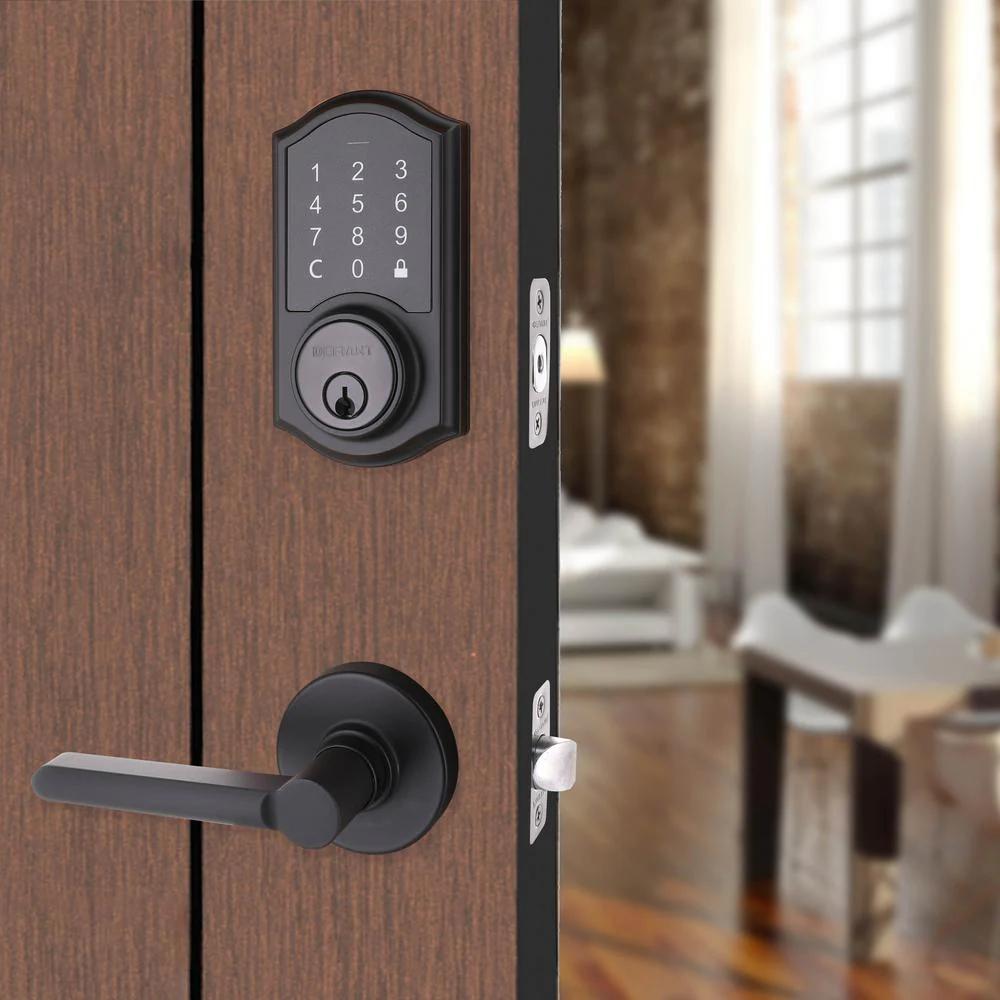 Castle Matte Black Touchpad Single Cylinder Deadbolt with TonbridLever Combo Pack