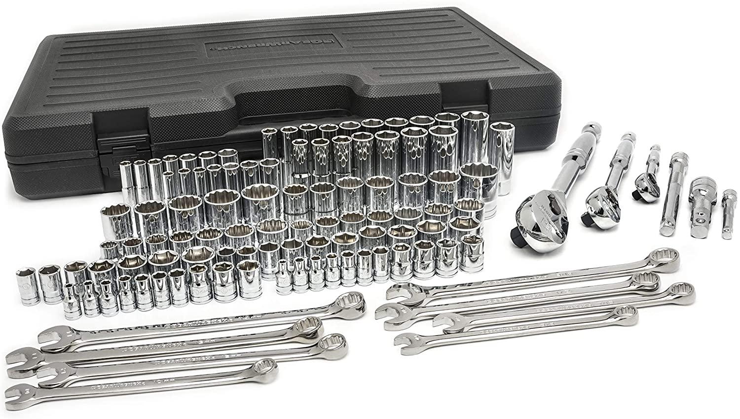 GEARWRENCH 110 Pc. 1/4", 3/8" & 1/2" Drive 6 & 12 Pt. Mechanics Tool Set, Standard & Deep, SAE/Metric - 89058