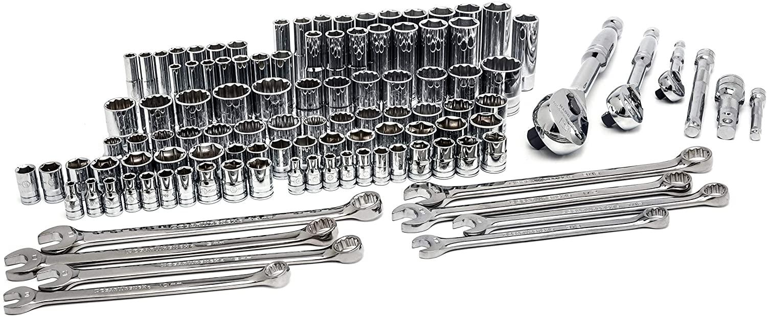 GEARWRENCH 110 Pc. 1/4", 3/8" & 1/2" Drive 6 & 12 Pt. Mechanics Tool Set, Standard & Deep, SAE/Metric - 89058