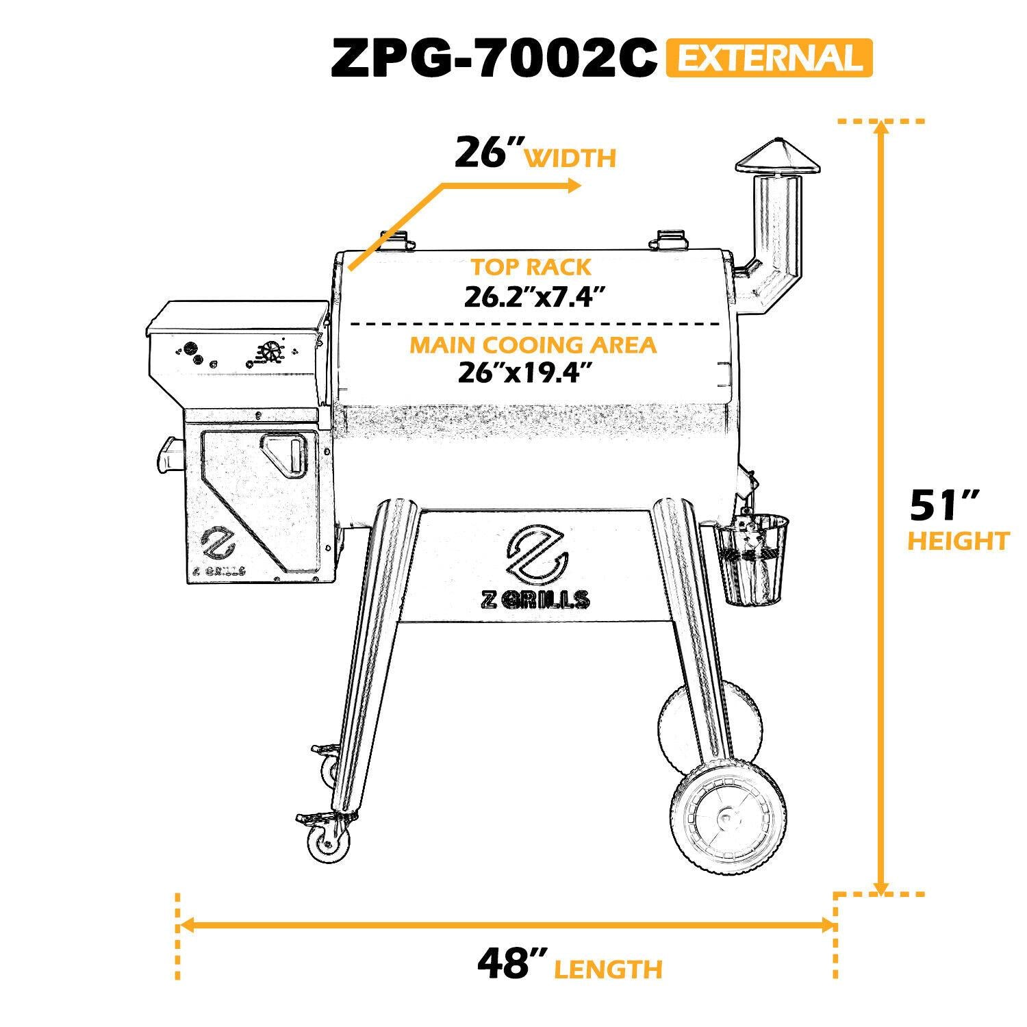 ZPG-7002C Pellet Grill BBQ Smoker Digital Control 697 sq. in.