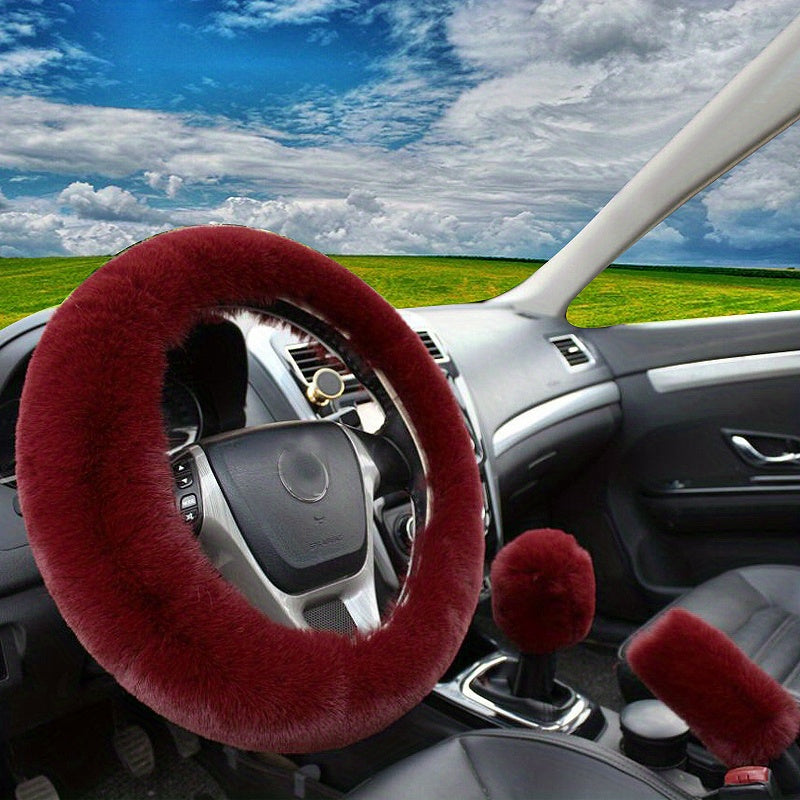 Stay Warm &amp; Stylish This Winter with Our Furry Steering Wheel Cover Set!