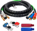 boeray 3 in 1 15 Ft Length Wrap Heavy Duty 7 Way Truck Tractor Trailer Rig Electric Cable Wrap Cord ABS & Air Line Hose Assembly with Aluminum Emergency Universal Glad Hands and Anodized Glad Handle