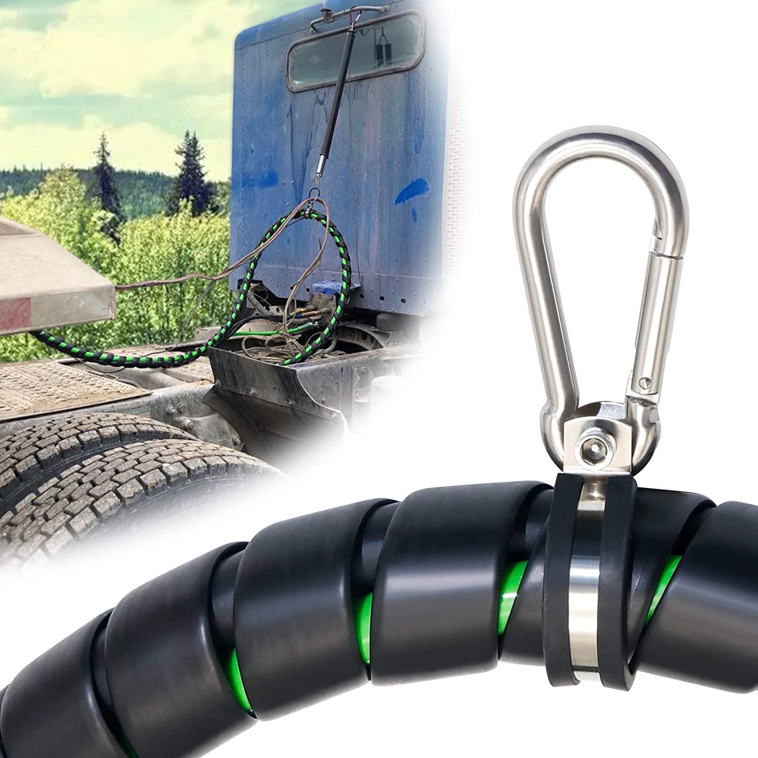 boeray 3 in 1 15 Ft Length Wrap Heavy Duty 7 Way Truck Tractor Trailer Rig Electric Cable Wrap Cord ABS & Air Line Hose Assembly with Aluminum Emergency Universal Glad Hands and Anodized Glad Handle