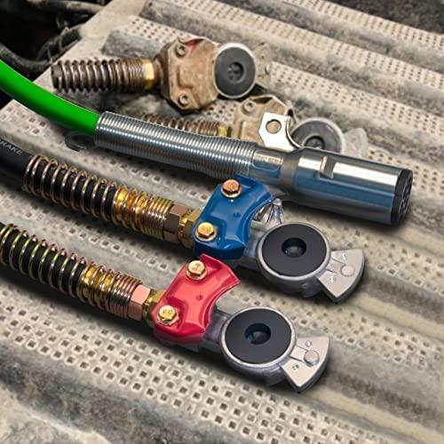 boeray 3 in 1 15 Ft Length Wrap Heavy Duty 7 Way Truck Tractor Trailer Rig Electric Cable Wrap Cord ABS & Air Line Hose Assembly with Aluminum Emergency Universal Glad Hands and Anodized Glad Handle