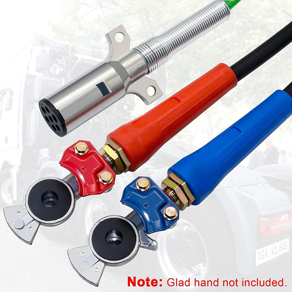 boeray 3 in 1 15 Ft Length Wrap Heavy Duty 7 Way Truck Tractor Trailer Rig Electric Cable Wrap Cord ABS & Air Line Hose Assembly with Aluminum Emergency Universal Glad Hands and Anodized Glad Handle