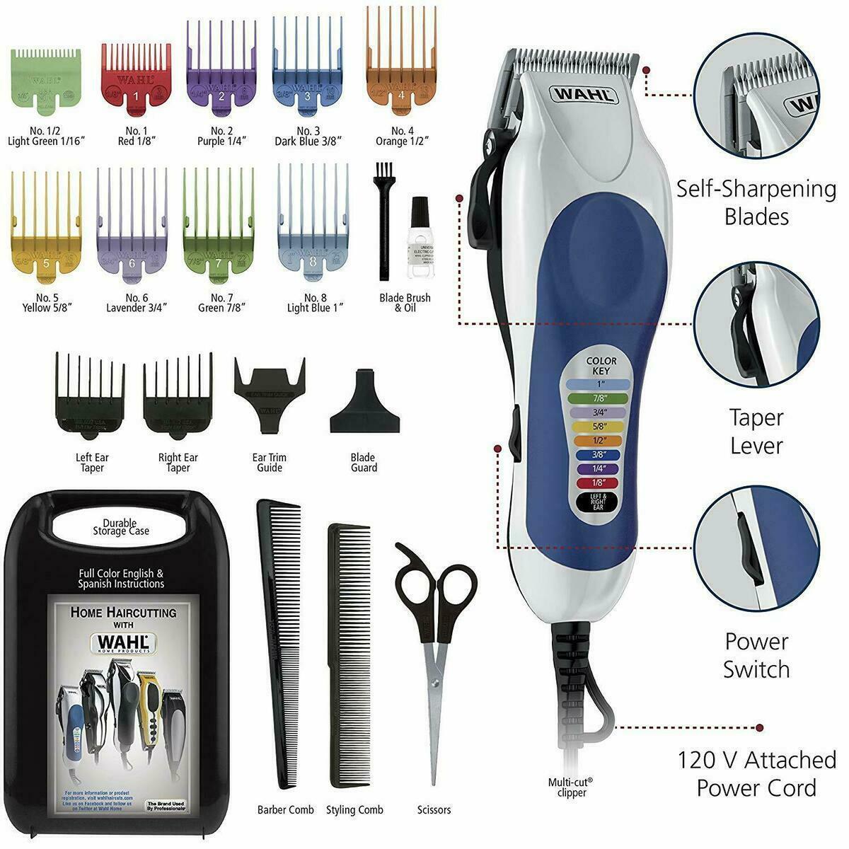 Wahl 79300-400T Color Pro Complete Hair Cutting Kit - Blue