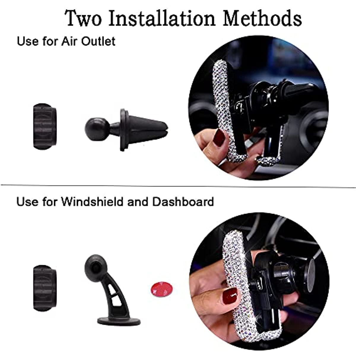 Glitter Car Phone Holder: 360° Adjustable Auto Car Stand For Women &amp; Girls - Perfect Gift For Your Loved One!