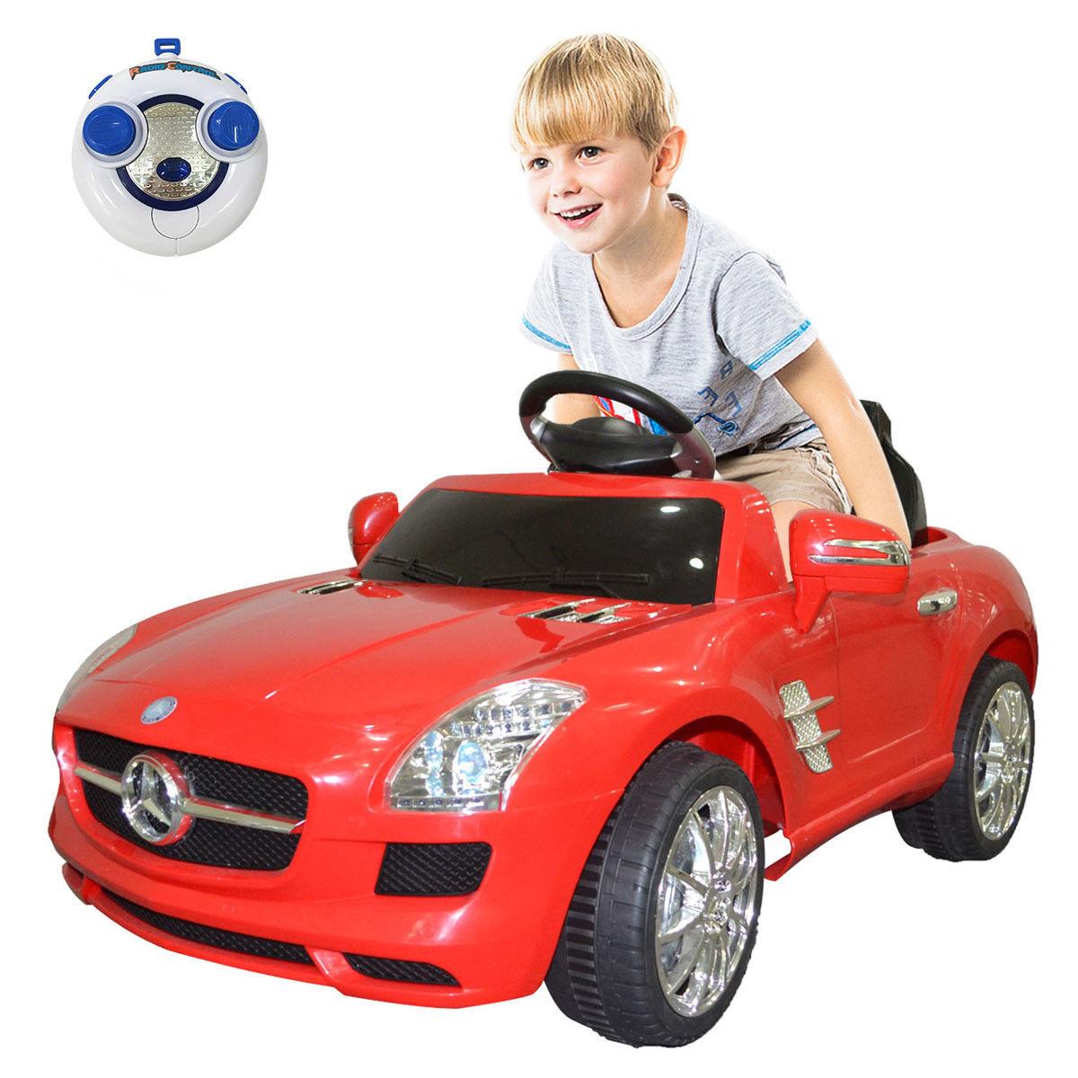 Goplus red mercedes benz sls r/c mp3 kids ride on car electric battery toy