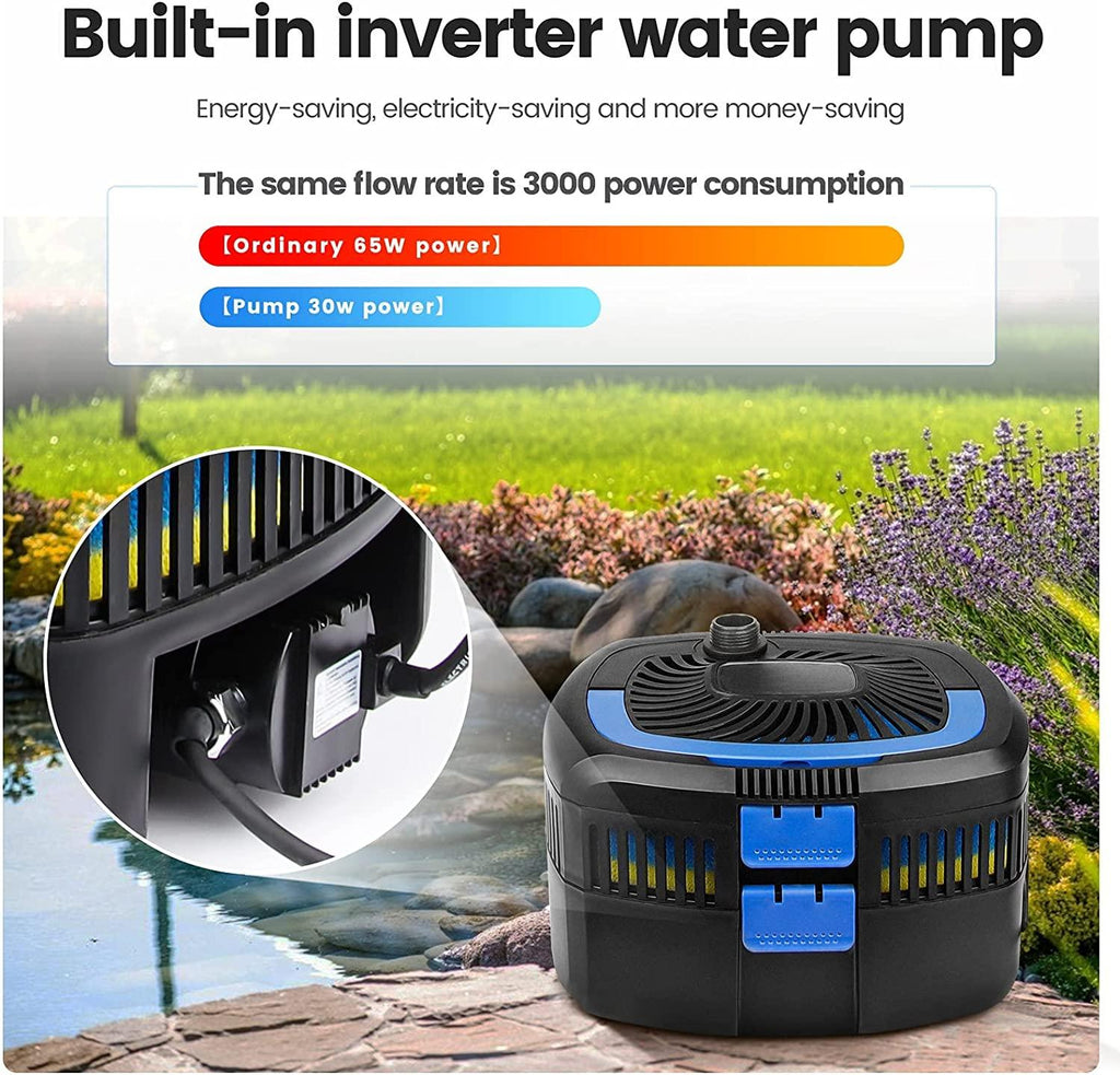 AN1370GPH Pond Filter Pump, 110V/57W Fountain Submersible Water Pump can Adjust Water Flow, High Efficiency Filter Water Pump for Clearing Pond Garden Waterfall Fish Tank Aquarium
