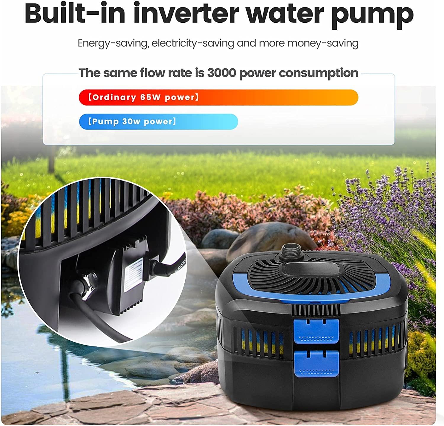 AN1370GPH Pond Filter Pump, 110V/57W Fountain Submersible Water Pump can Adjust Water Flow, High Efficiency Filter Water Pump for Clearing Pond Garden Waterfall Fish Tank Aquarium