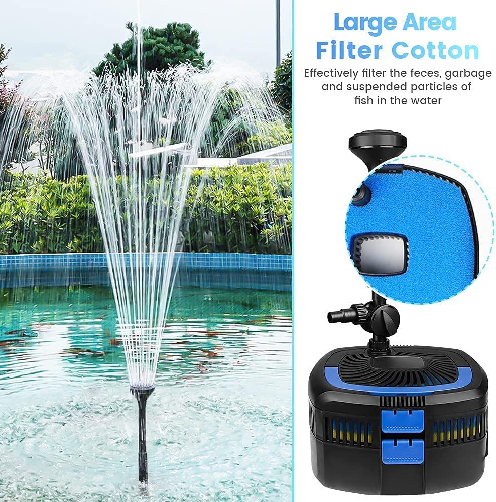 AN1370GPH Pond Filter Pump, 110V/57W Fountain Submersible Water Pump can Adjust Water Flow, High Efficiency Filter Water Pump for Clearing Pond Garden Waterfall Fish Tank Aquarium