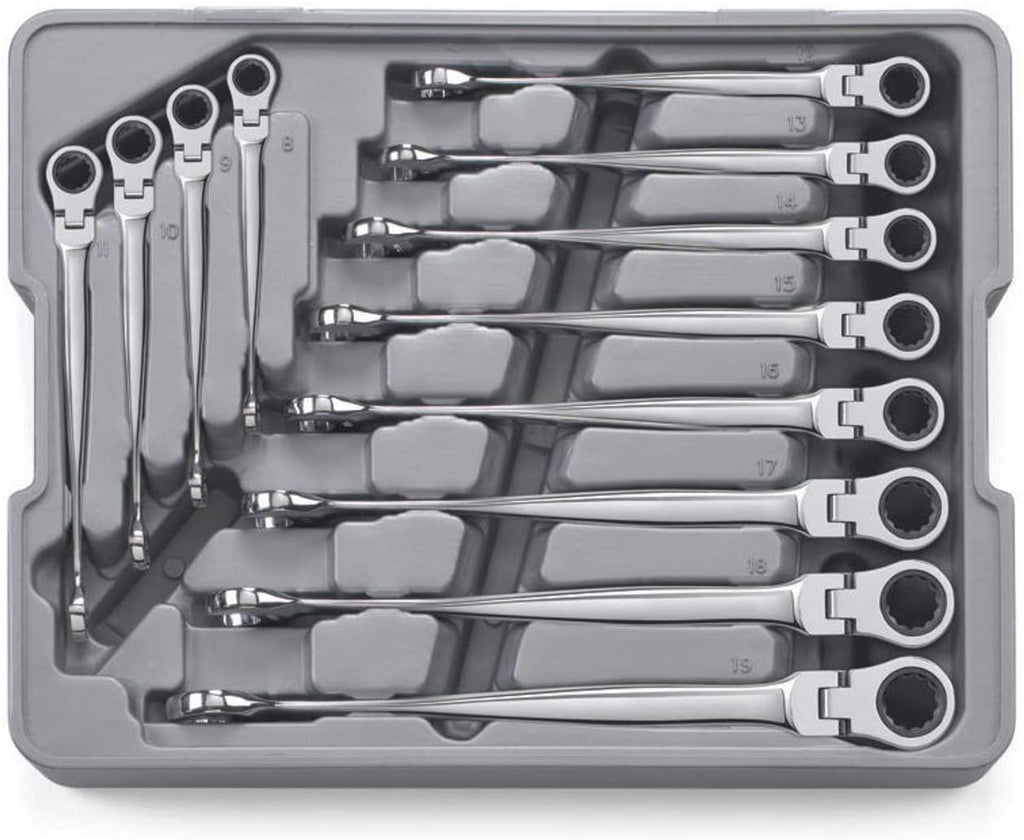 GEARWRENCH 12 Pc. 12 Pt. XL X-Beam Flex Head Ratcheting Combination Wrench Set, Metric - 85288