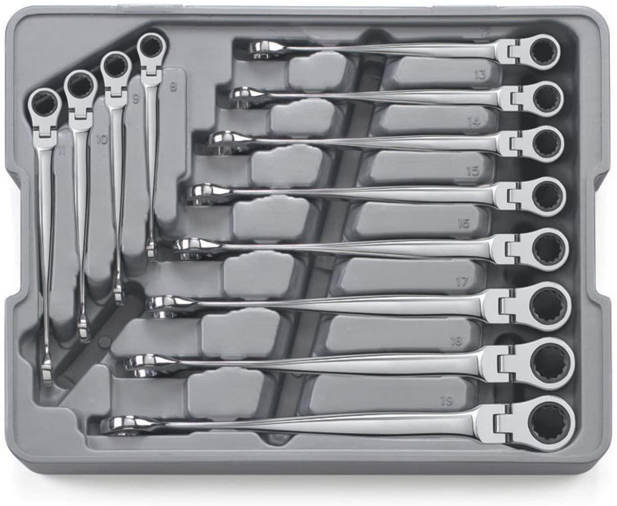 GEARWRENCH 12 Pc. 12 Pt. XL X-Beam Flex Head Ratcheting Combination Wrench Set, Metric - 85288