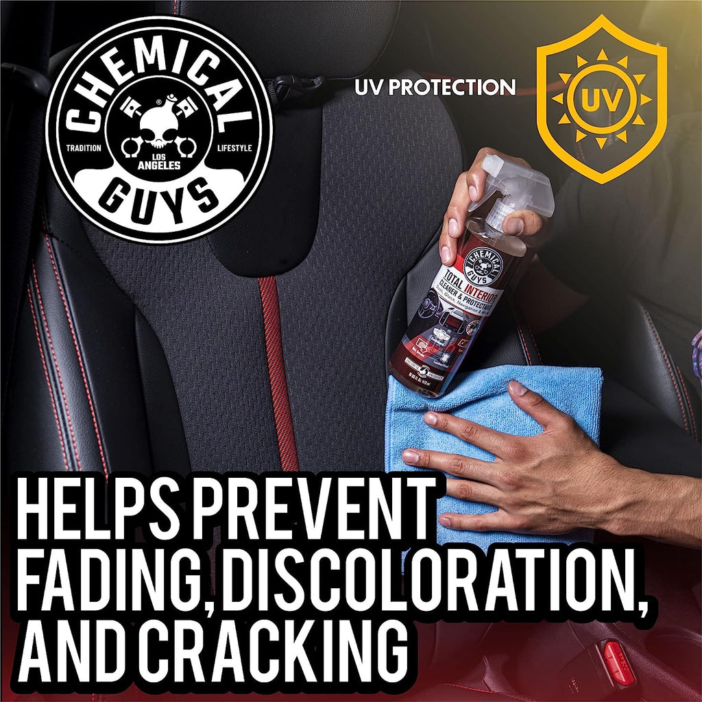 Chemical Guys SPI22516 Total Interior Cleaner &amp; Protectant (Safe on Dash, Leather, Vinyl, Plastics, Trim, Glass, Fabric &amp; More), 16 fl oz (Black Cherry Scent)