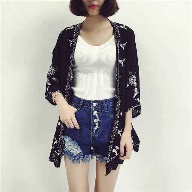embroidery cardigan loose blouse