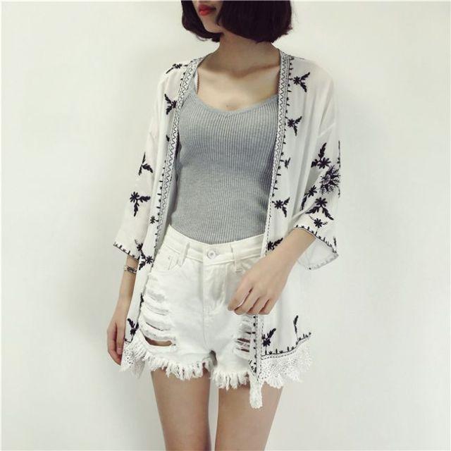 embroidery cardigan loose blouse