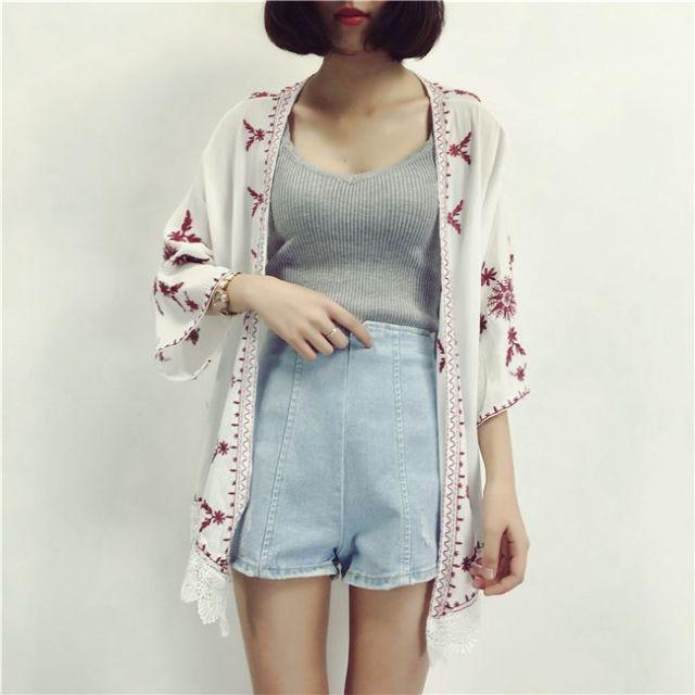 embroidery cardigan loose blouse