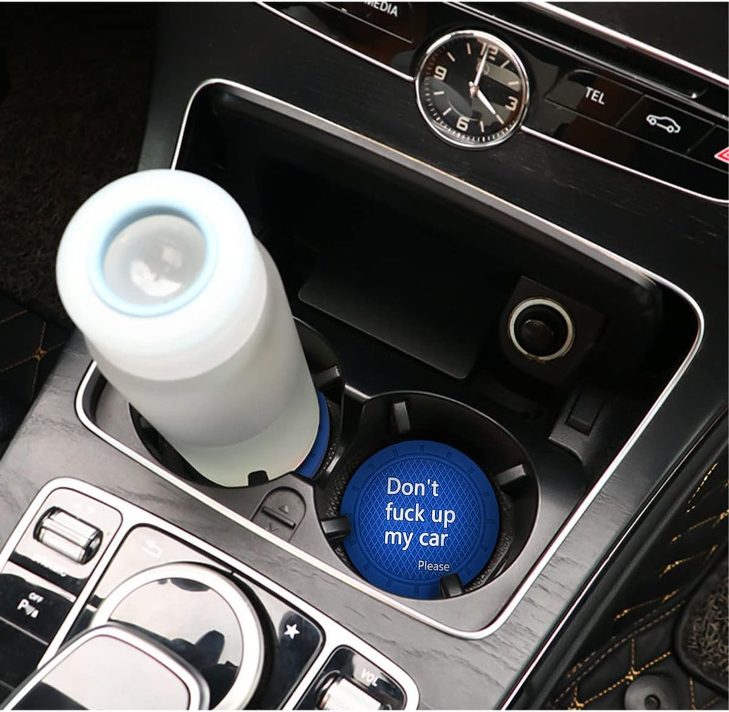 8sanlione Car Cup Coaster, 4Pcs 2.75 Inch Auto Cup Holder Insert Coasters, Non-Slip Waterproof Embedded Drink Mat, Automotive Interior Accessories for Men and Women (D Blue/4PCS)