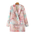 double breasted graffiti print coat