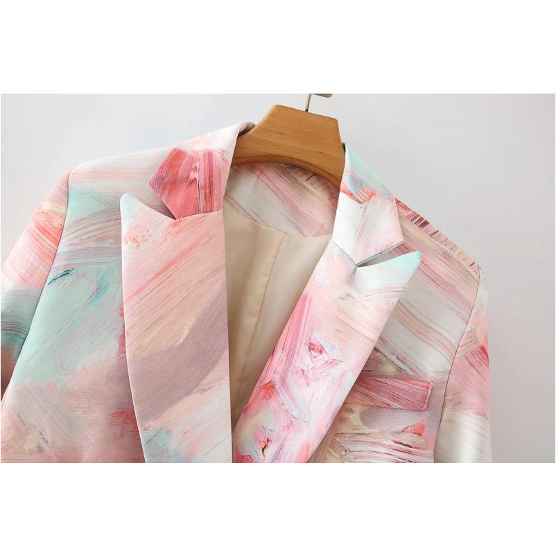 double breasted graffiti print coat