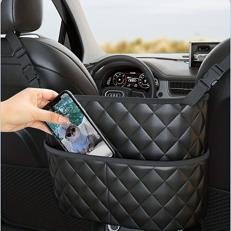 Organize Your Car With This Stylish PU Leather Handbag Holder - Keep Your Belongings Secure And Within Reach!