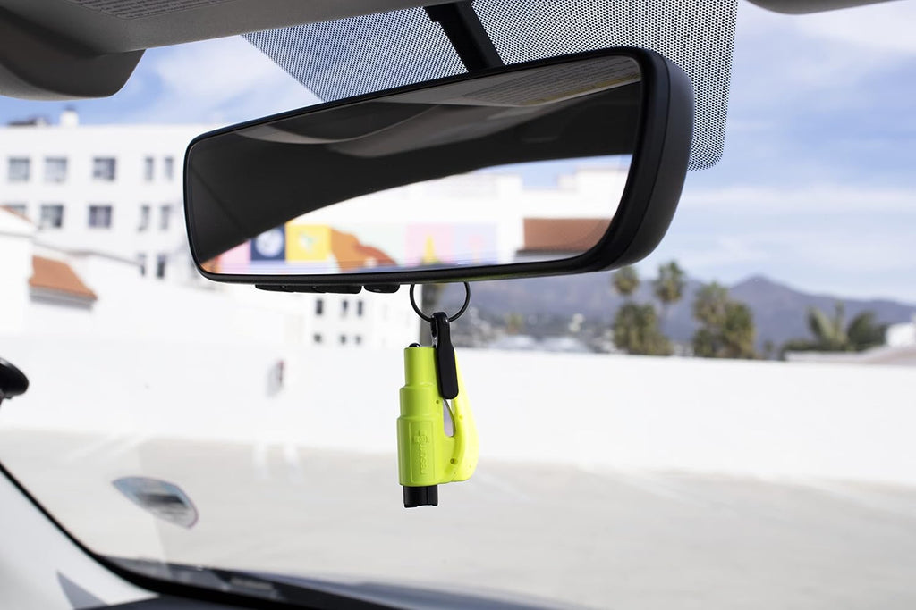 Resqme Pack of 2, The Original Emergency Keychain Car Escape Tool, 2-in-1 Seatbelt Cutter and Window Breaker, Made in USA, Safety Yellow