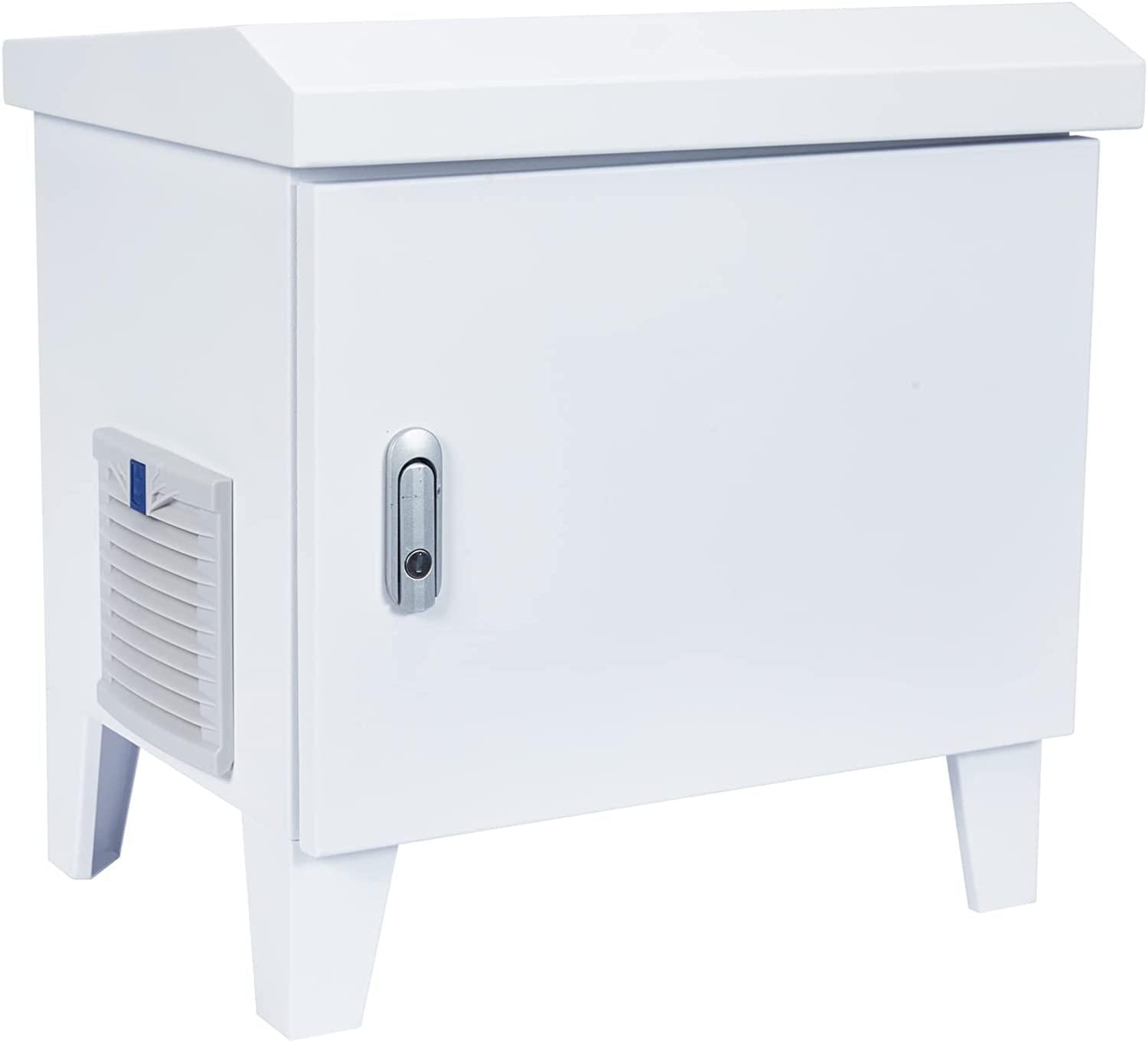 HQUA ASC01 Pond, Water Garden Weatherproof Outdoor Cabinet, Housing for Pond Aerator, Air Pump 19”W×14”D×18.5”H with 110V Cooling Fan, pre-Wired Outlet and 10’ 3-pin Plug Cord Included
