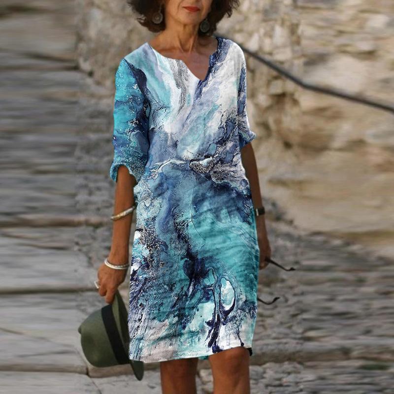 Fashion V-neck Print Dress