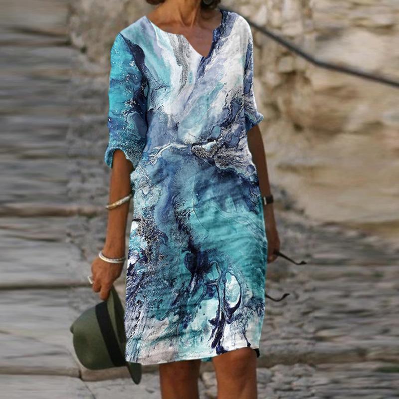 Fashion V-neck Print Dress