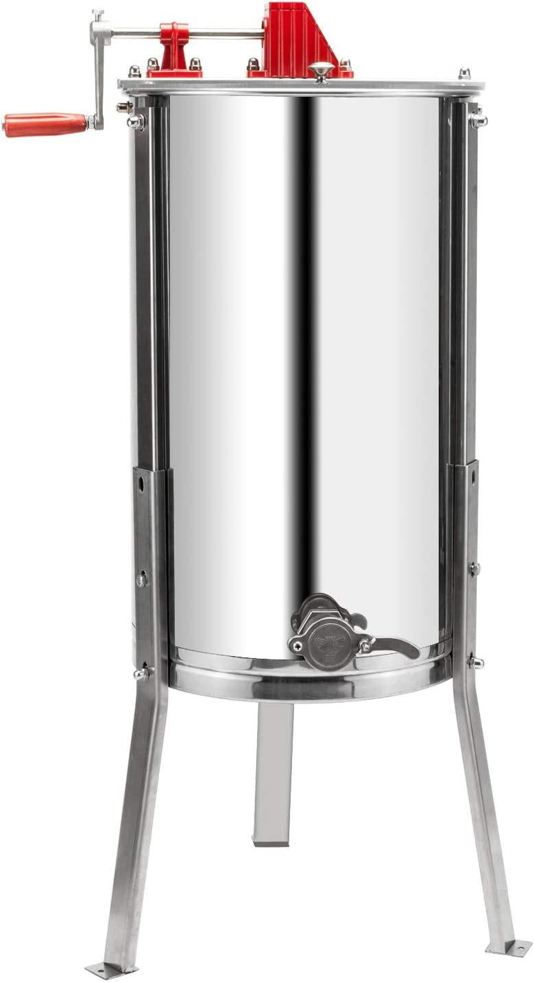 2 Frames Manual Honey Extractor Separator, Food Grade  Steel Honeycomb Spinner Drum Crank by Hand with Adjustable Height Stands, Beekeeping Pro Extraction Apiary CentrifuEquipment