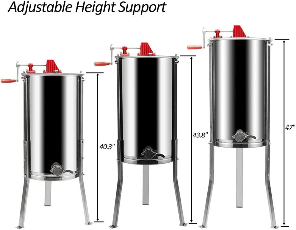2 Frames Manual Honey Extractor Separator, Food Grade  Steel Honeycomb Spinner Drum Crank by Hand with Adjustable Height Stands, Beekeeping Pro Extraction Apiary CentrifuEquipment