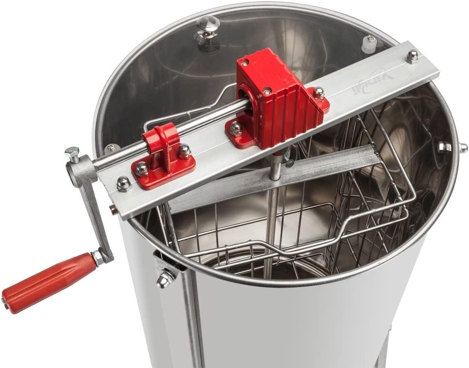 2 Frames Manual Honey Extractor Separator, Food Grade  Steel Honeycomb Spinner Drum Crank by Hand with Adjustable Height Stands, Beekeeping Pro Extraction Apiary CentrifuEquipment