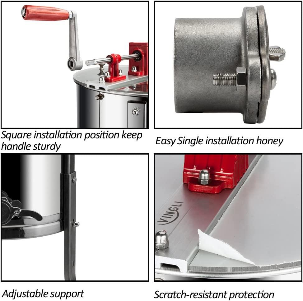2 Frames Manual Honey Extractor Separator, Food Grade  Steel Honeycomb Spinner Drum Crank by Hand with Adjustable Height Stands, Beekeeping Pro Extraction Apiary CentrifuEquipment