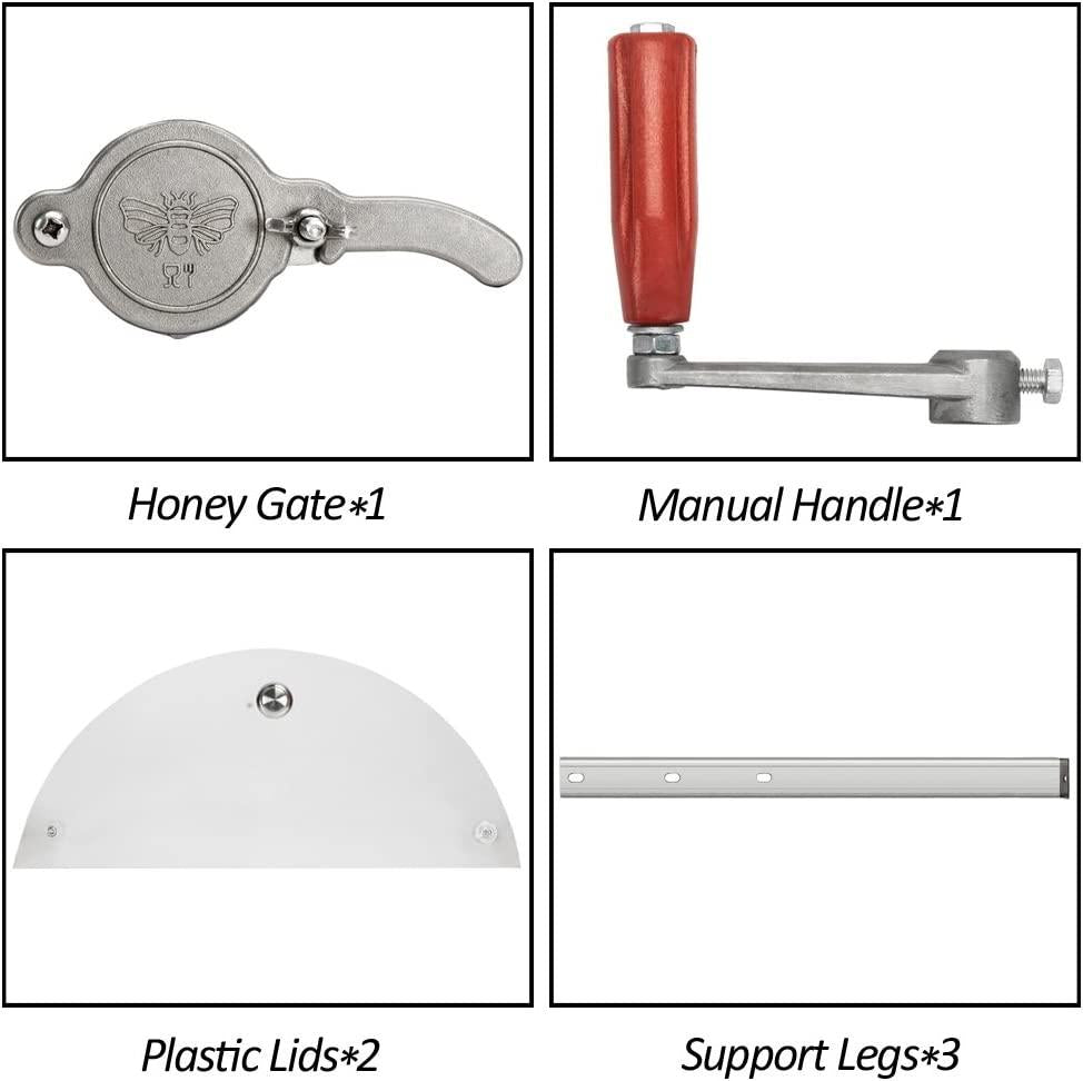 2 Frames Manual Honey Extractor Separator, Food Grade  Steel Honeycomb Spinner Drum Crank by Hand with Adjustable Height Stands, Beekeeping Pro Extraction Apiary CentrifuEquipment