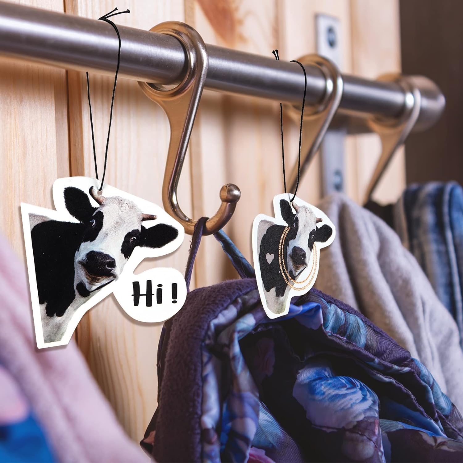 Pack of 8 Cow Air Freshener Car Cow Gifts for Women Funny Cow Print Car Accessories Hanging for Women Men Cute Air Freshener Decorative Car Freshener
