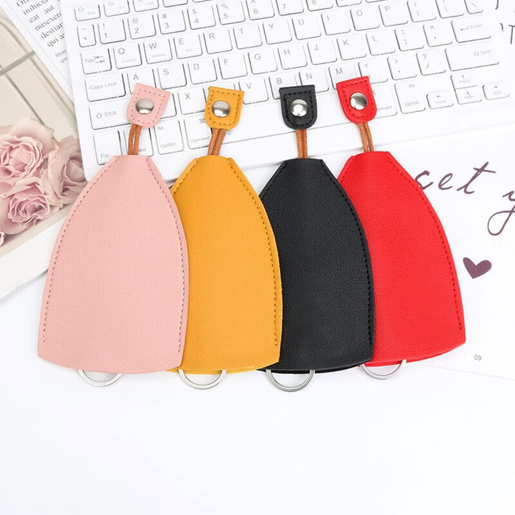 Car Key Case, 2PCS Creative Pull-Out Key Sleeve Keychain Bags, PU Leather Large-Capacity Protective Key Holder Hook (Red)