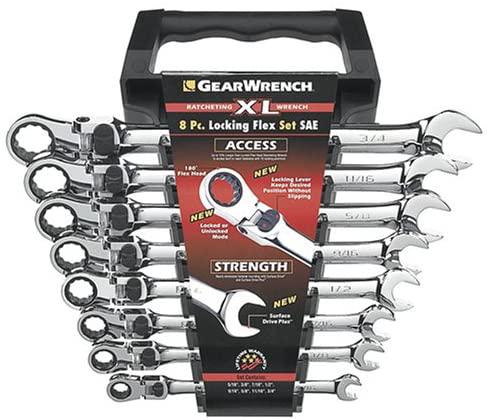 GEARWRENCH 8 Pc. 12 Pt. XL LocFlex Head Ratcheting Combination Wrench Set, SAE - 85798
