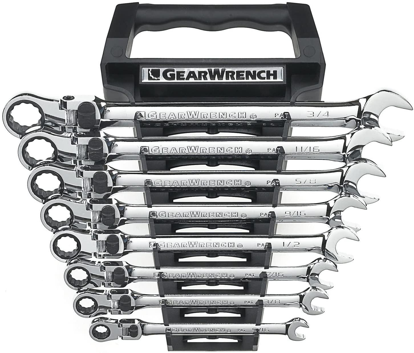 GEARWRENCH 8 Pc. 12 Pt. XL LocFlex Head Ratcheting Combination Wrench Set, SAE - 85798