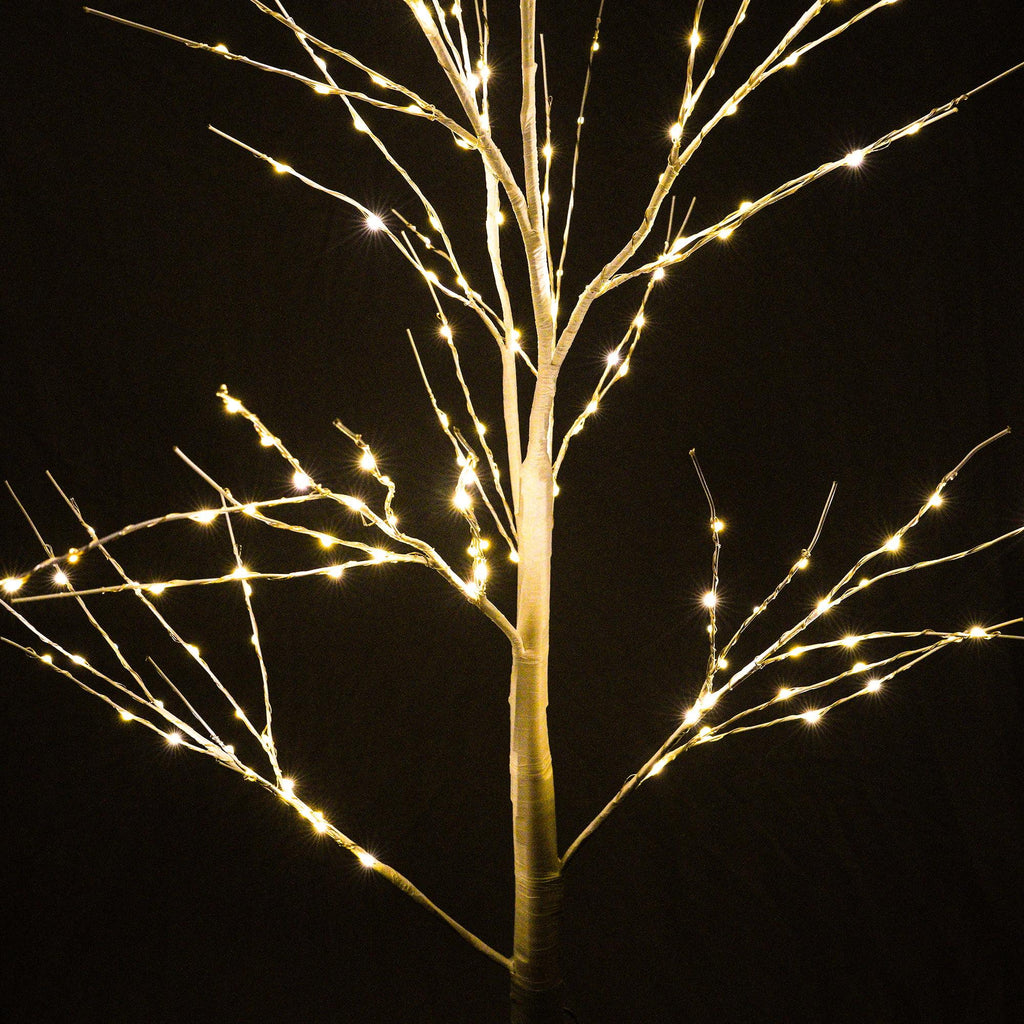 Pre-lit Christmas Tree Set of 3, White Birch Tree with LED Lights and Stand, Christmas Decorations for Indoor Outdoor Party, 6ft 5ft 4ft
