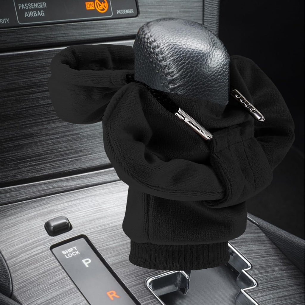 ZHSMS Gear Shift Cover, Universal Shift Knob Cover, Funny Sweater Hoodie for Gearshift, 4.7 Inch Car Shifter Stick Protector Decoration(Black)