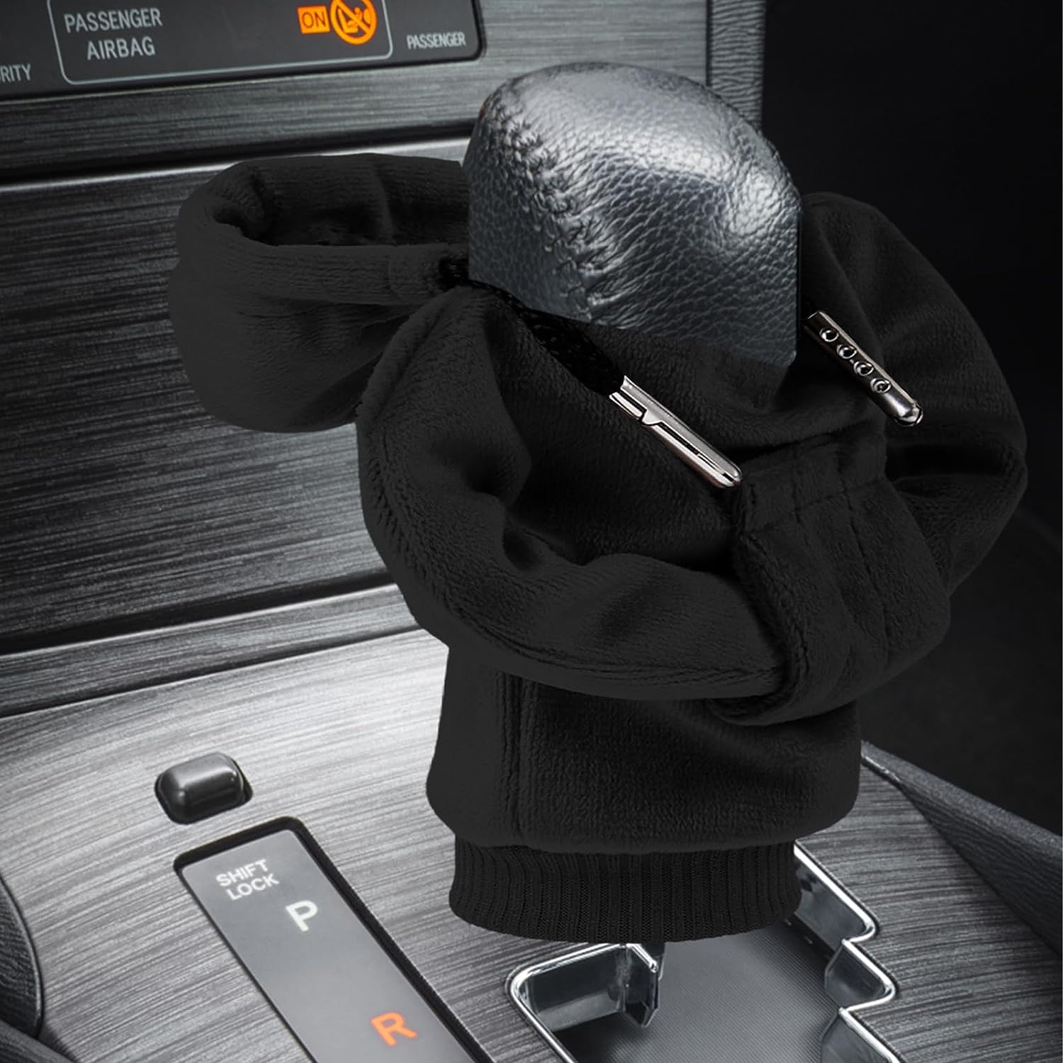 ZHSMS Gear Shift Cover, Universal Shift Knob Cover, Funny Sweater Hoodie for Gearshift, 4.7 Inch Car Shifter Stick Protector Decoration(Black)