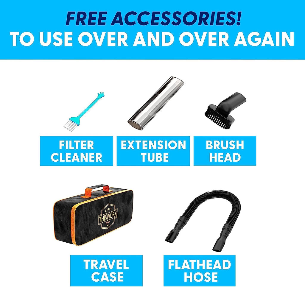 ThisWorx Car Vacuum Cleaner 2.0 - Upgraded w/ LED Light, Double HEPA Filter, 110W High Suction Power